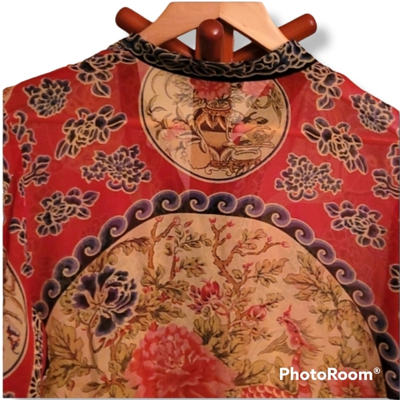 Citron Santa Monica Orange Yellow Silk Sheer Blouse - Picture 6 of 9